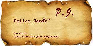 Palicz Jenő névjegykártya